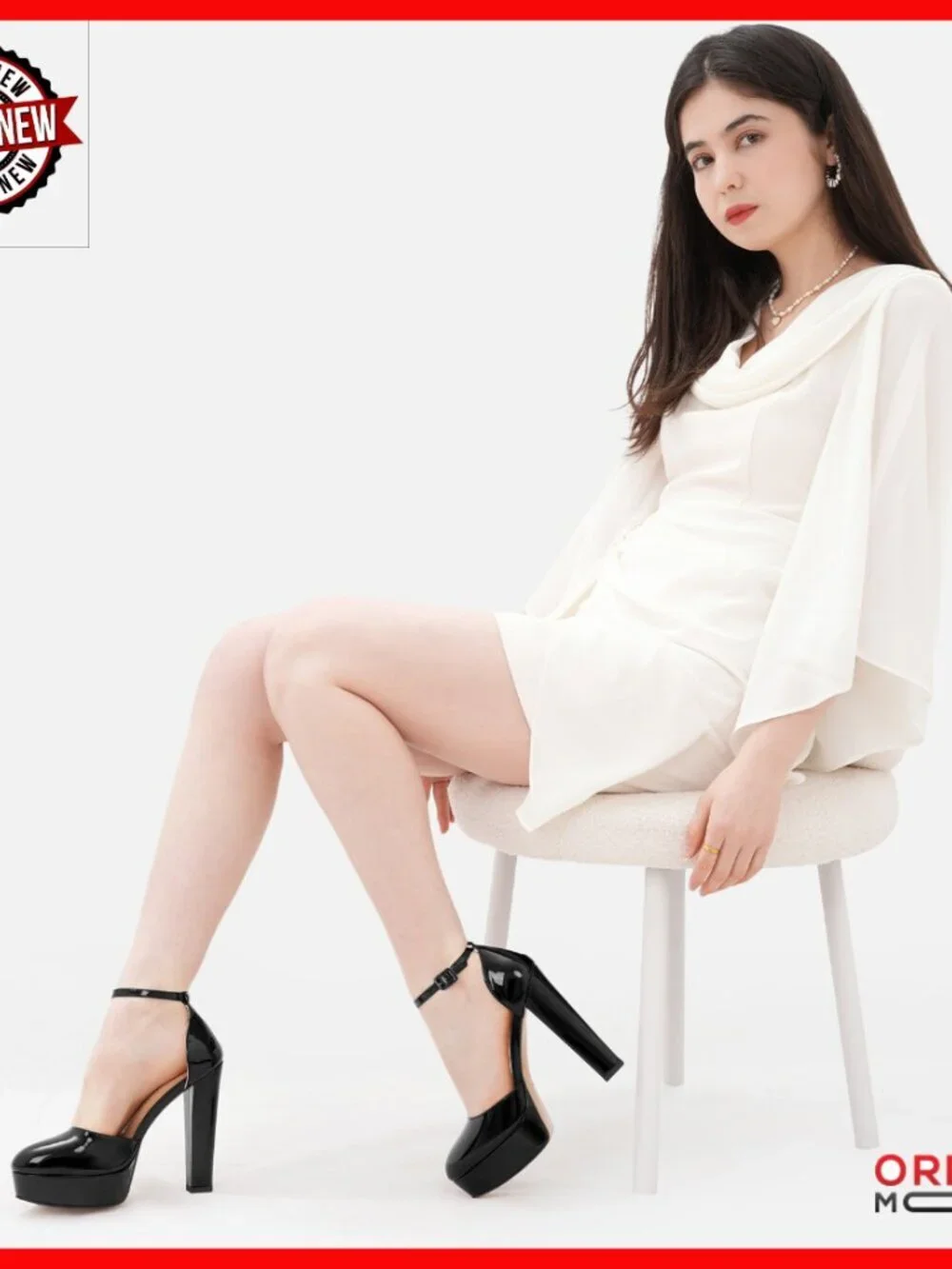 Platform Chunky Heels Patent Leather Ankle Strap 5 Inch Block Heel Pumps